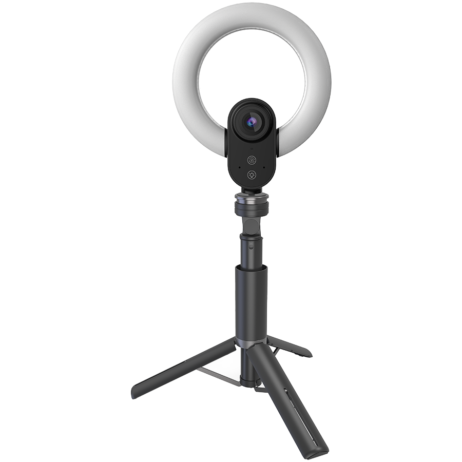 LORGAR Circulus 910, Streaming web camera, 5MP 2592X1944 max resolution, up to 60fps, 1/2.8", Sony STARVIS CMOS image sensor, full glass lens, 5.5'' built-in ring light (1700-14 000K), foldable tripod, auto focus, dual microphones with AI noise reduction, USB Type C, size: 470*133*115mm, 0.525kg, black+white