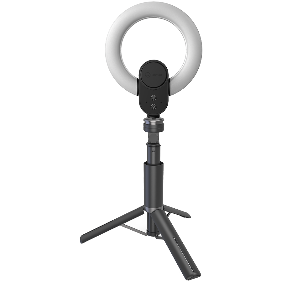 LORGAR Circulus 910, Streaming web camera, 5MP 2592X1944 max resolution, up to 60fps, 1/2.8", Sony STARVIS CMOS image sensor, full glass lens, 5.5'' built-in ring light (1700-14 000K), foldable tripod, auto focus, dual microphones with AI noise reduction, USB Type C, size: 470*133*115mm, 0.525kg, black+white - Image 2