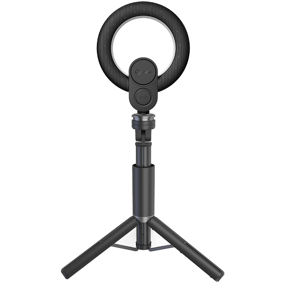 LORGAR Circulus 910, Streaming web camera, 5MP 2592X1944 max resolution, up to 60fps, 1/2.8", Sony STARVIS CMOS image sensor, full glass lens, 5.5'' built-in ring light (1700-14 000K), foldable tripod, auto focus, dual microphones with AI noise reduction, USB Type C, size: 470*133*115mm, 0.525kg, black+white - Image 3