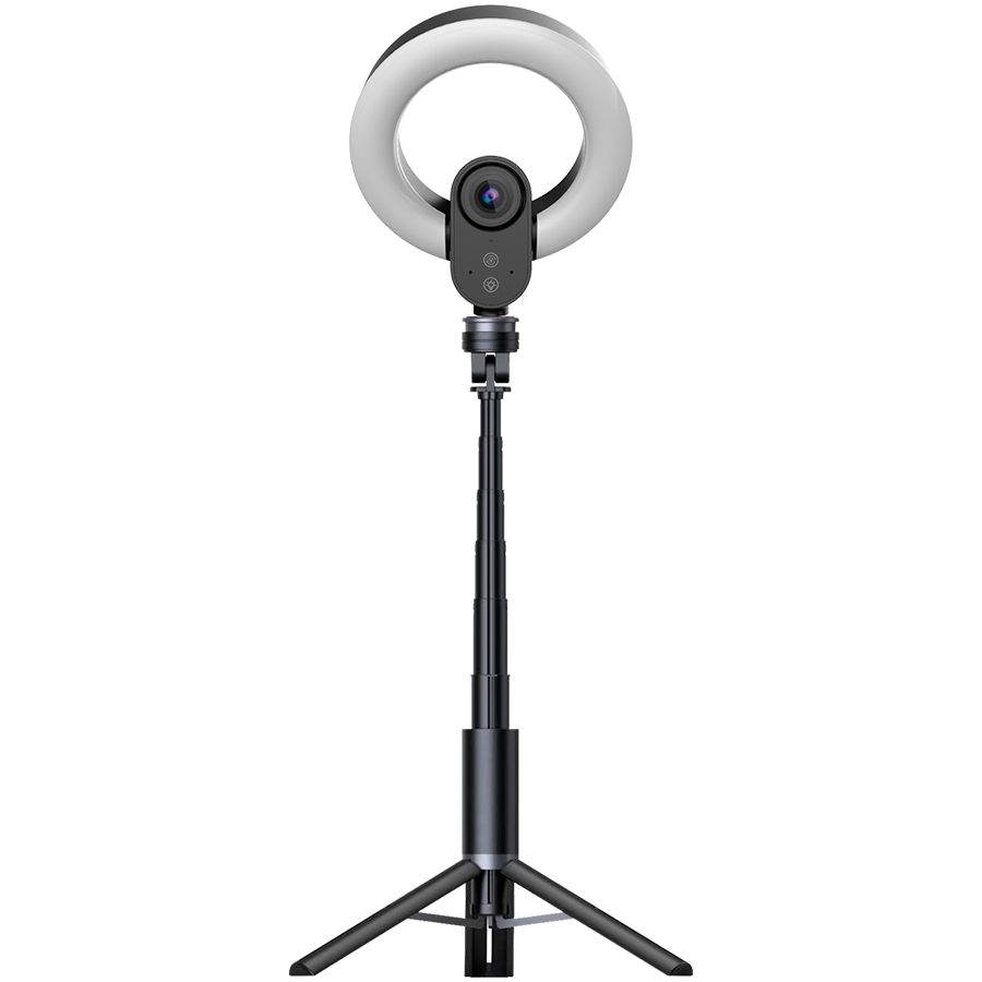 LORGAR Circulus 910, Streaming web camera, 5MP 2592X1944 max resolution, up to 60fps, 1/2.8", Sony STARVIS CMOS image sensor, full glass lens, 5.5'' built-in ring light (1700-14 000K), foldable tripod, auto focus, dual microphones with AI noise reduction, USB Type C, size: 470*133*115mm, 0.525kg, black+white - Image 4