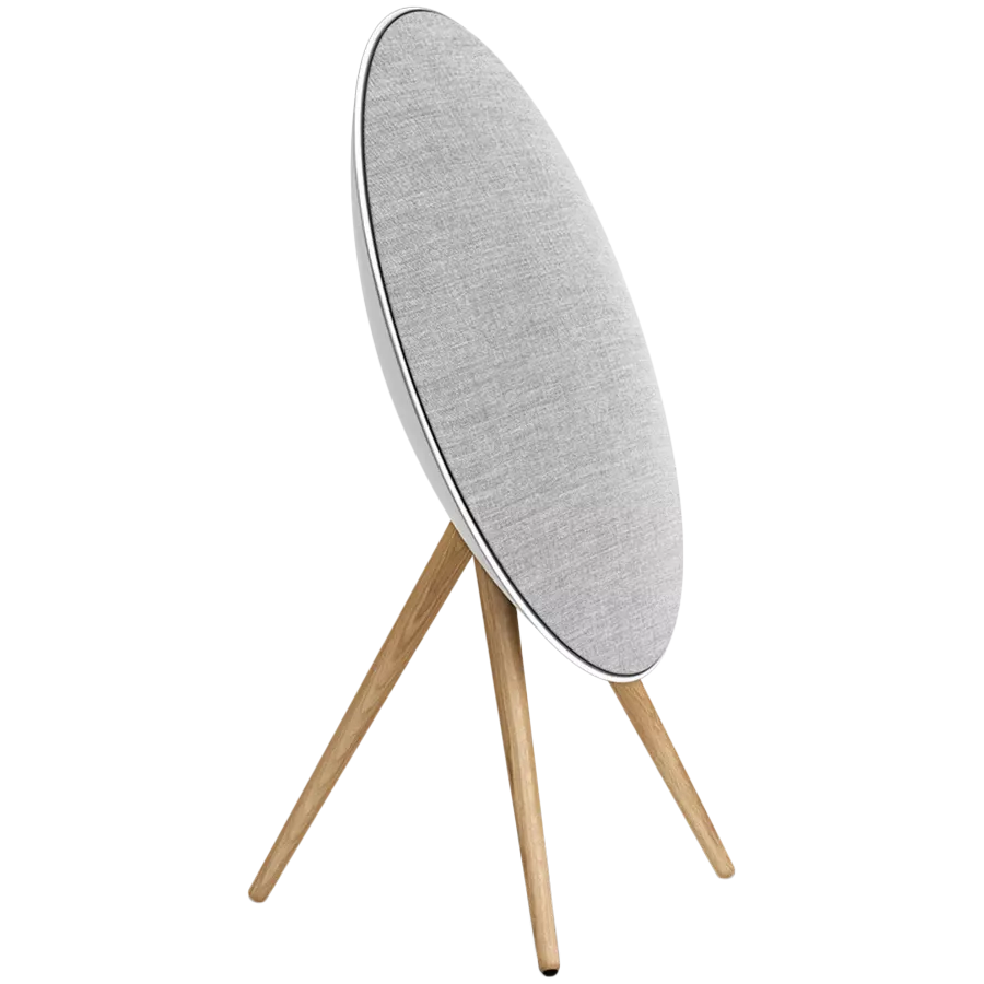 Beosound A9 5th Gen Speaker Natural Alu (Back Grey Mist/Cover Kvadrat Light Grey/Legs Oak) - Image 2