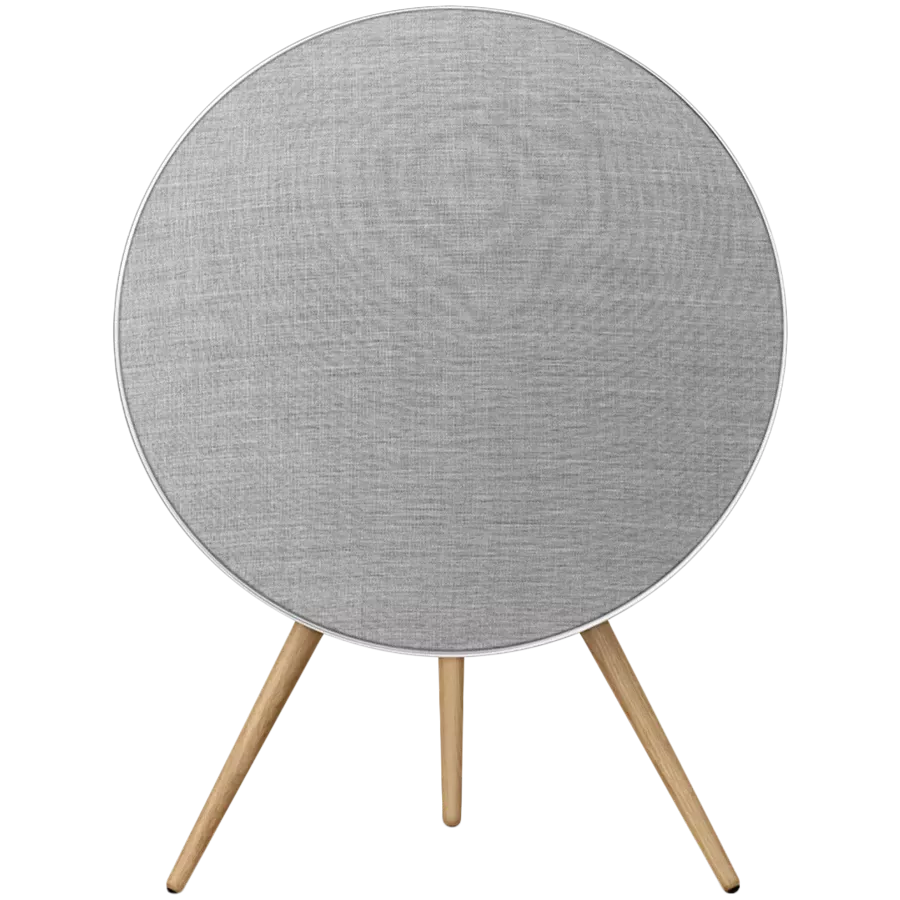 Beosound A9 5th Gen Speaker Natural Alu (Back Grey Mist/Cover Kvadrat Light Grey/Legs Oak) - Image 3