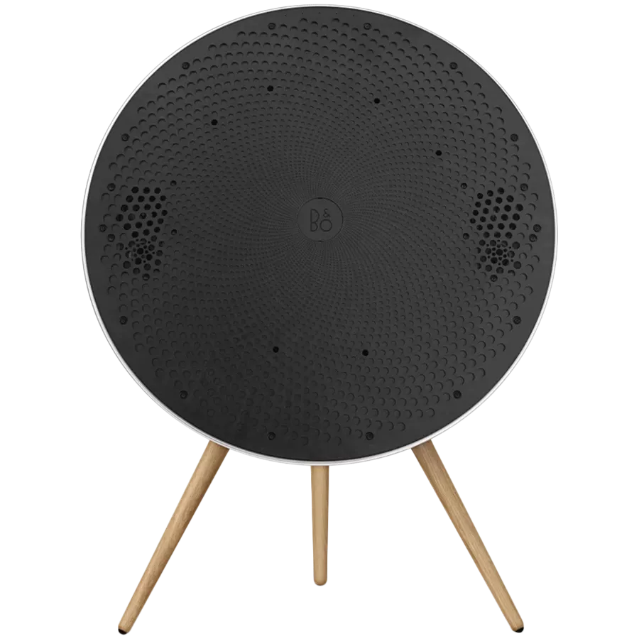 Beosound A9 5th Gen Speaker Natural Alu (Back Grey Mist/Cover Kvadrat Light Grey/Legs Oak) - Image 5