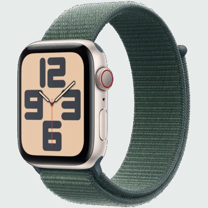 Apple Watch SE GPS + Cellular 40mm Starlight Aluminium Case with Lake Green Sport Loop,Model A2725