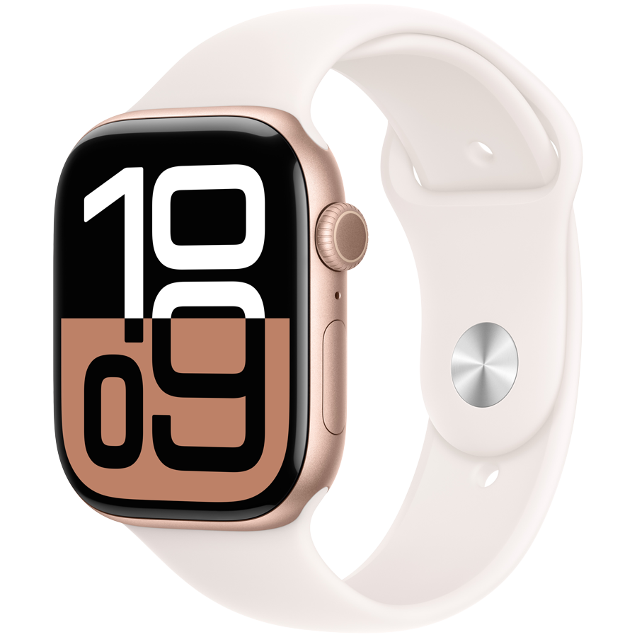 Apple Watch Series 10 GPS + Cellular 46mm Rose Gold Aluminium Case with Light Blush Sport Band - M/L,Model A3003