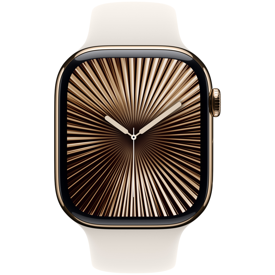 Apple Watch Series 10 GPS + Cellular 46mm Gold Titanium Case with Starlight Sport Band - M/L,Model A3003 - Image 2