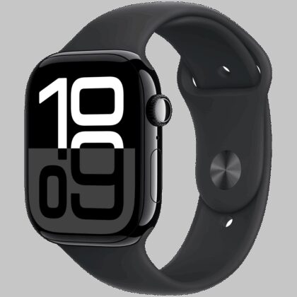 Apple Watch Series 10 GPS + Cellular 42mm Jet Black Aluminium Case with Black Sport Band - M/L,Model A3001