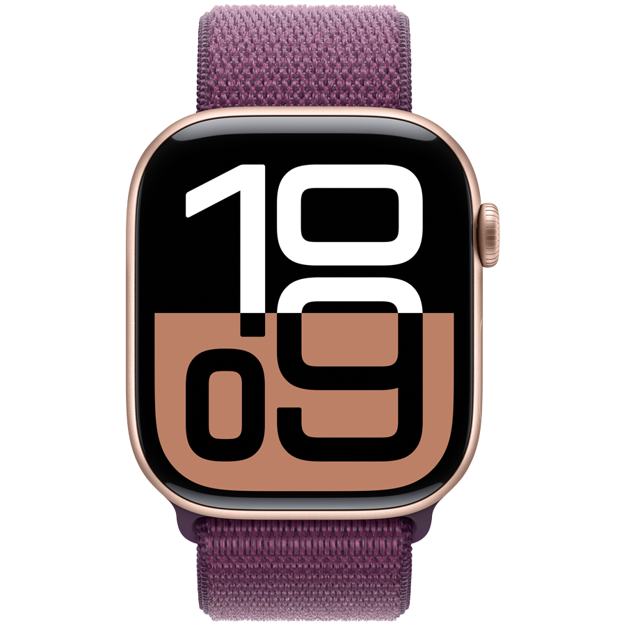 Apple Watch Series 10 GPS + Cellular 46mm Rose Gold Aluminium Case with Plum Sport Loop,Model A3003 - Image 2