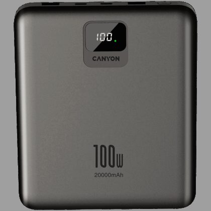 CANYON power bank PB-2008 LED FLAT 20000 mAh PD100W QC3.0 Dark Grey