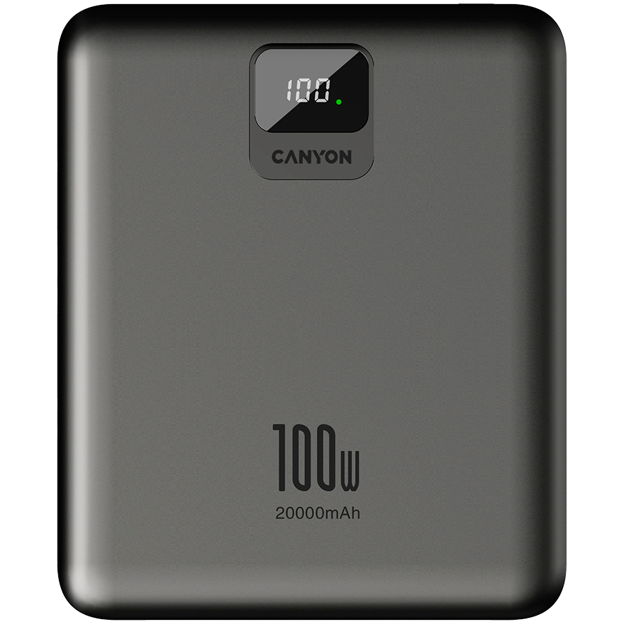 CANYON power bank PB-2008 LED FLAT 20000 mAh PD100W QC3.0 Dark Grey - Image 2