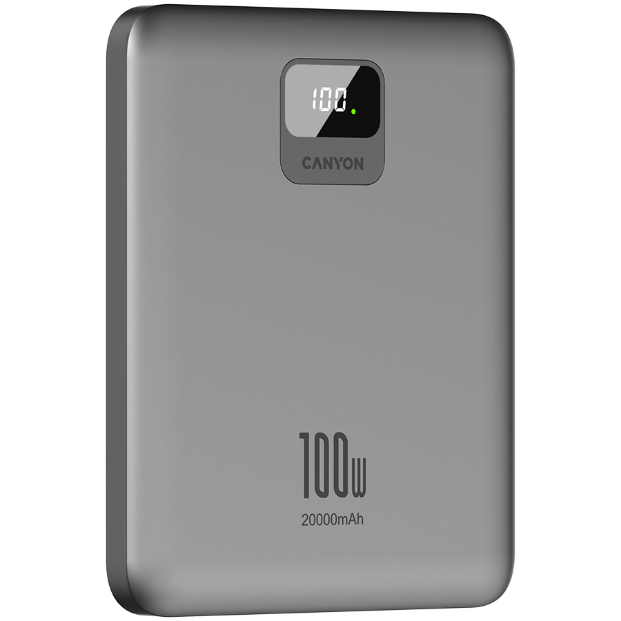 CANYON power bank PB-2008 LED FLAT 20000 mAh PD100W QC3.0 Dark Grey - Image 5
