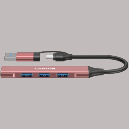 CANYON hub DS-02 4in1 USB-A/C Pink