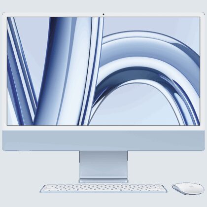 24-inch iMac with Retina 4.5K display: Apple M3 chip with 8‑core CPU and 8‑core GPU, 256GB SSD - Blue,Model A2874