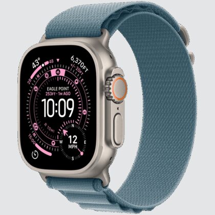 Apple Watch Ultra 3 GPS + Cellular 49mm Natural Titanium Case with Light Blue Alpine Loop - Large,Model A3281