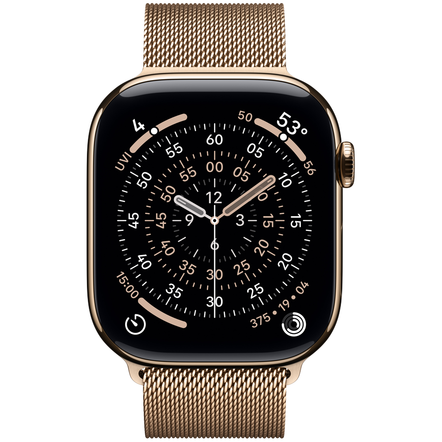 Apple Watch Series 11 GPS + Cellular 46mm Gold Titanium Case with Gold Milanese Loop - M/L,Model A3337 - Image 2