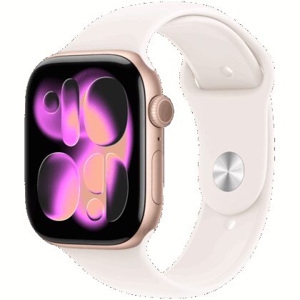 Apple Watch Series 11 GPS + Cellular 46mm Rose Gold Aluminium Case with Light Blush Sport Band - S/M,Model A3337