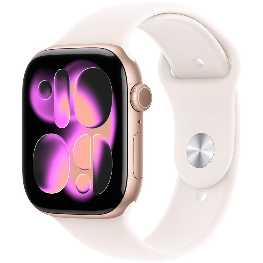 Apple Watch Series 11 GPS + Cellular 46mm Rose Gold Aluminium Case with Light Blush Sport Band - M/L,Model A3337