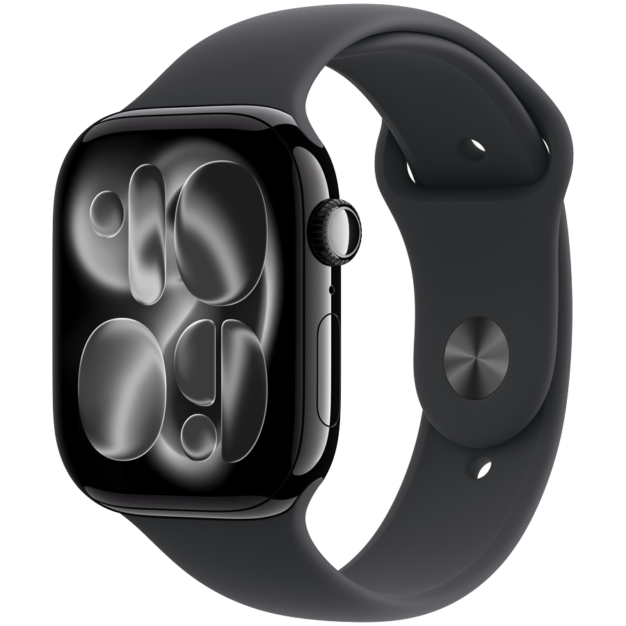 Apple Watch Series 11 GPS 46mm Jet Black Aluminium Case with Black Sport Band - S/M,Model A3333