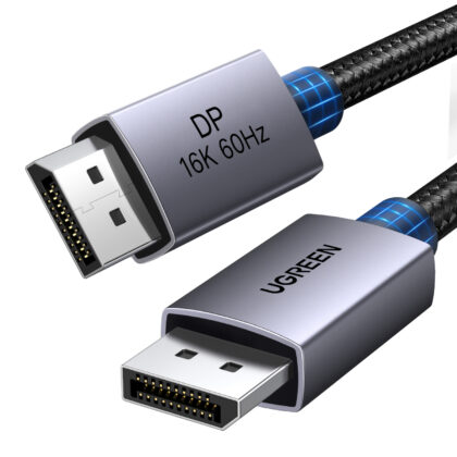 UGreen DP131 DisplayPort 2.1 Braided Cable 1M ( 80Gbps,16K,60Hz ) - Black/Grey