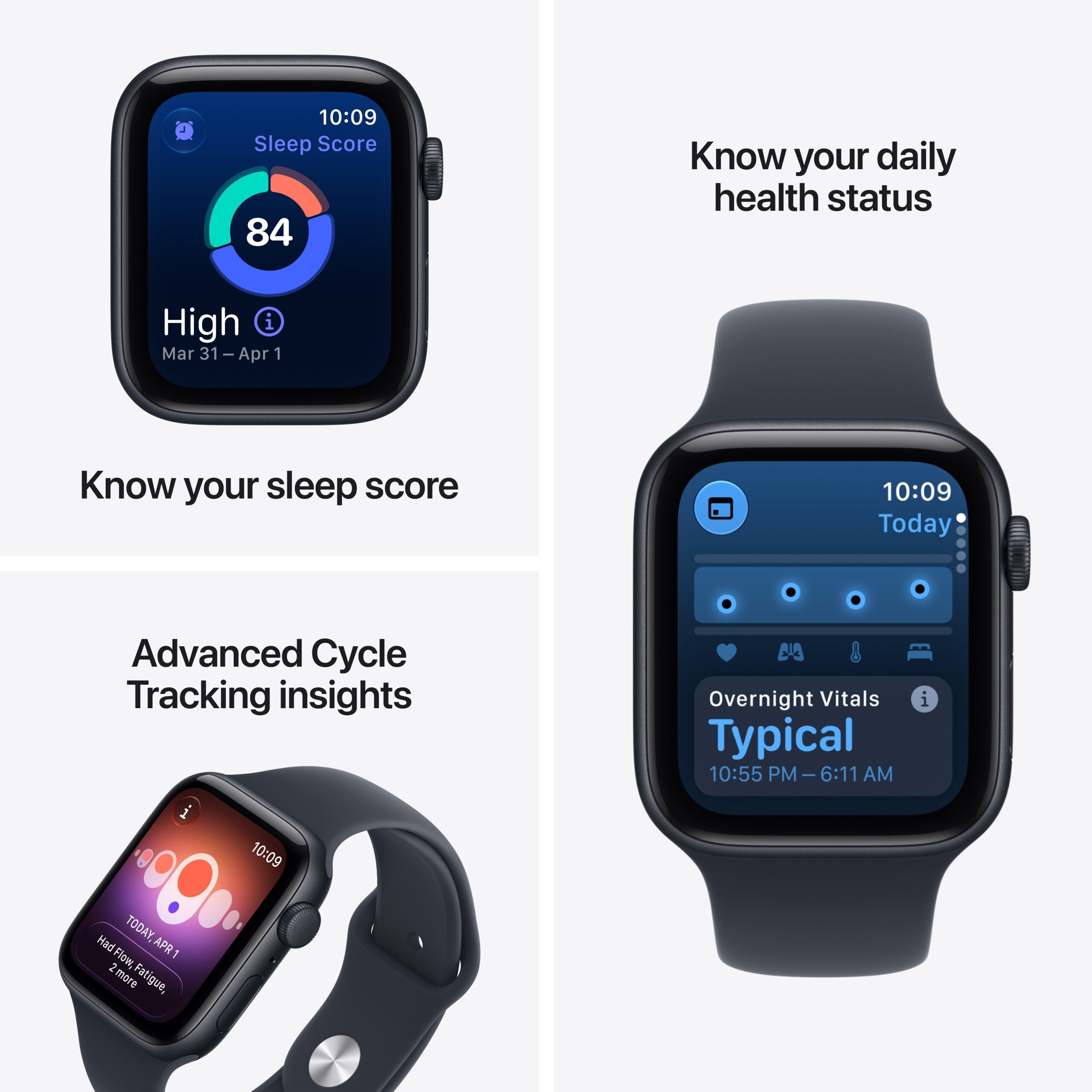 Apple Watch SE 3 GPS 40mm Midnight Aluminium Case with Navy Blue Sport Band - S/M - Image 3