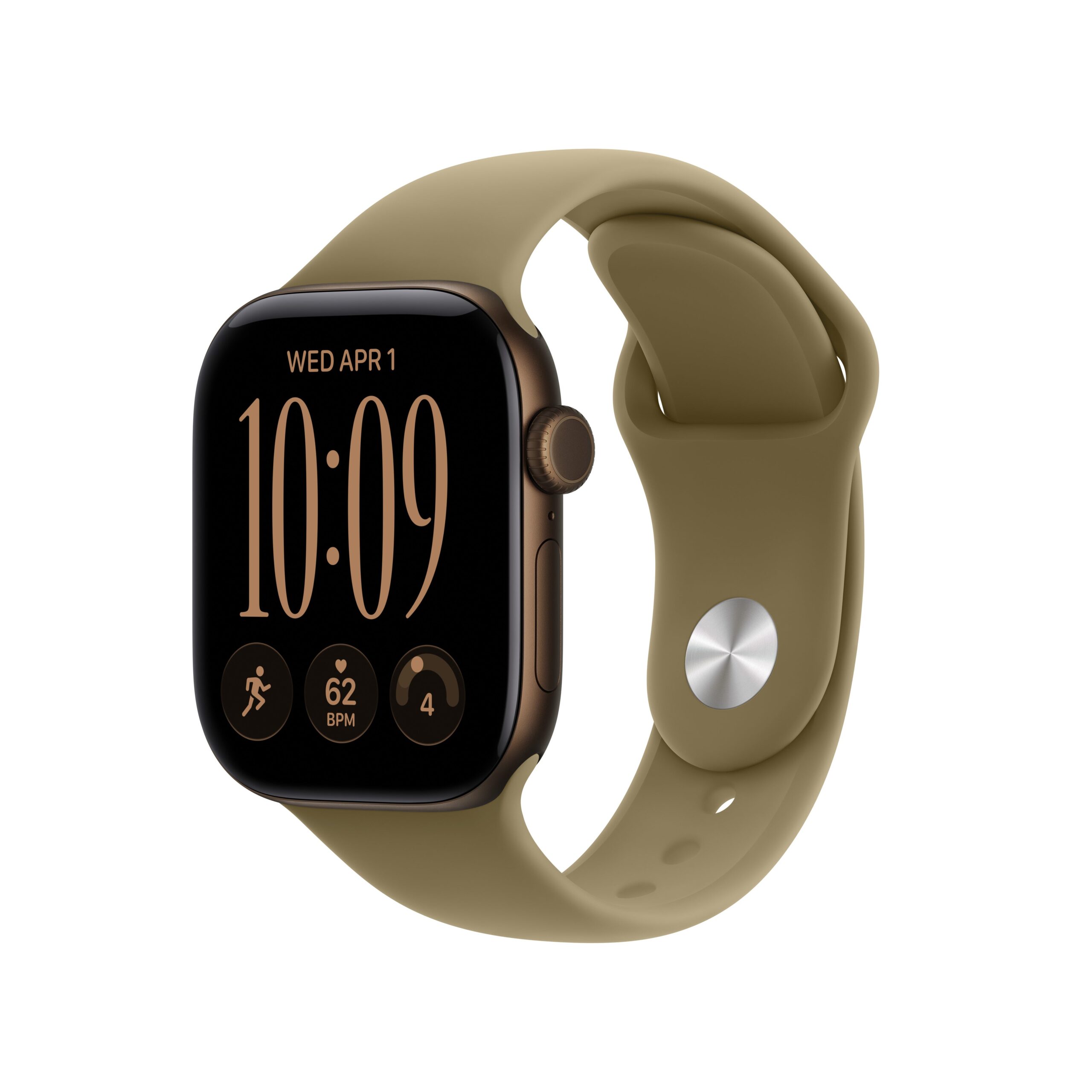 Apple Watch Series 12 GPS + Cellular 46mm Dark Bronze Aluminium Case with Olive Sport Band - S/M