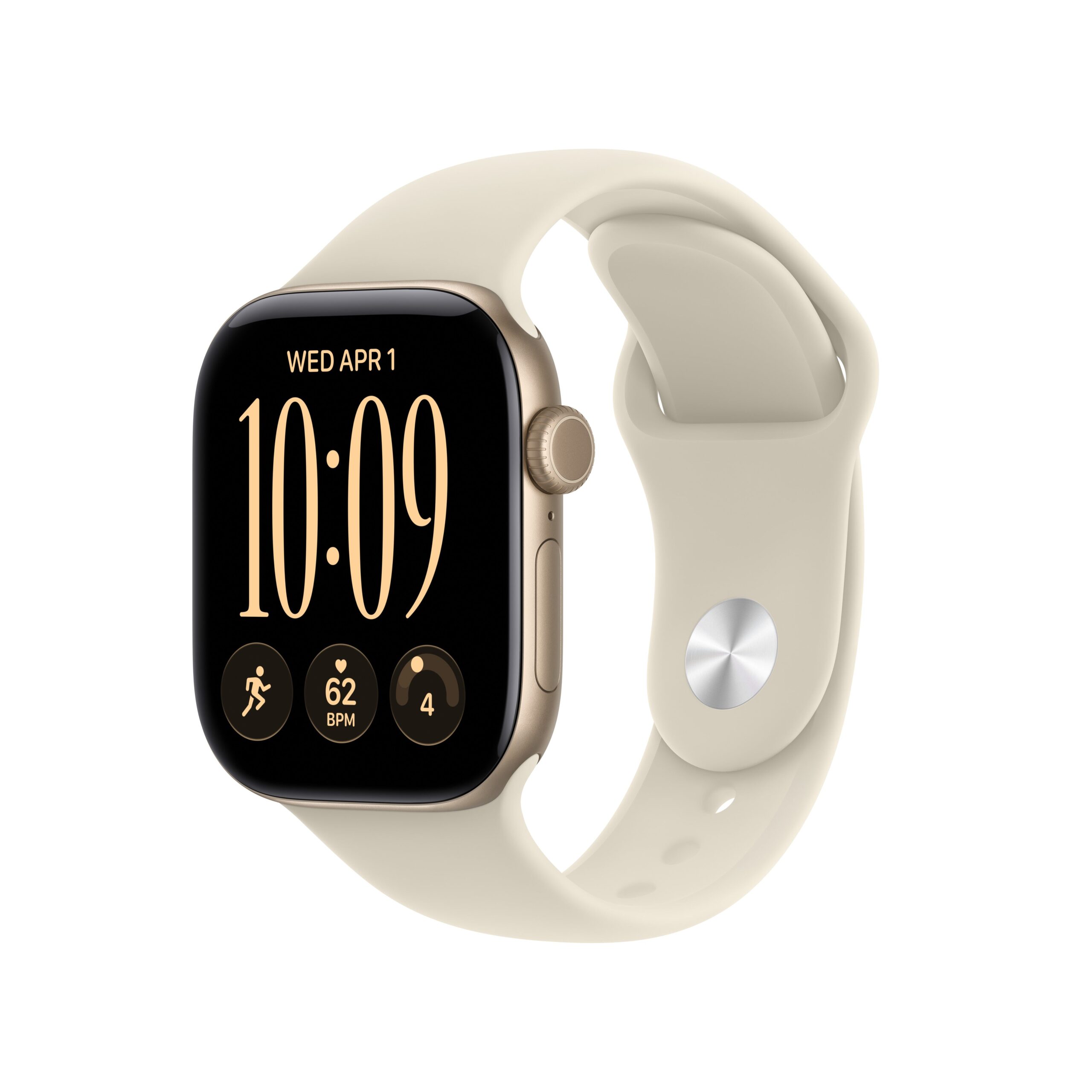 Apple Watch Series 12 GPS + Cellular 42mm Light Gold Aluminium Case with Sand Sport Band - S/M