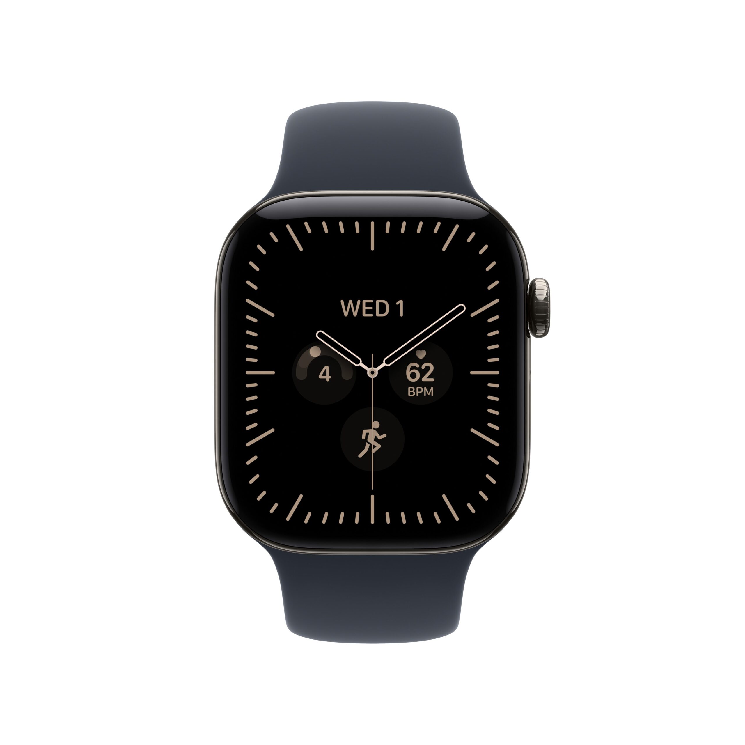 Apple Watch Series 12 GPS + Cellular 46mm Natural Titanium Case with Navy Blue Sport Band - M/L - Image 2