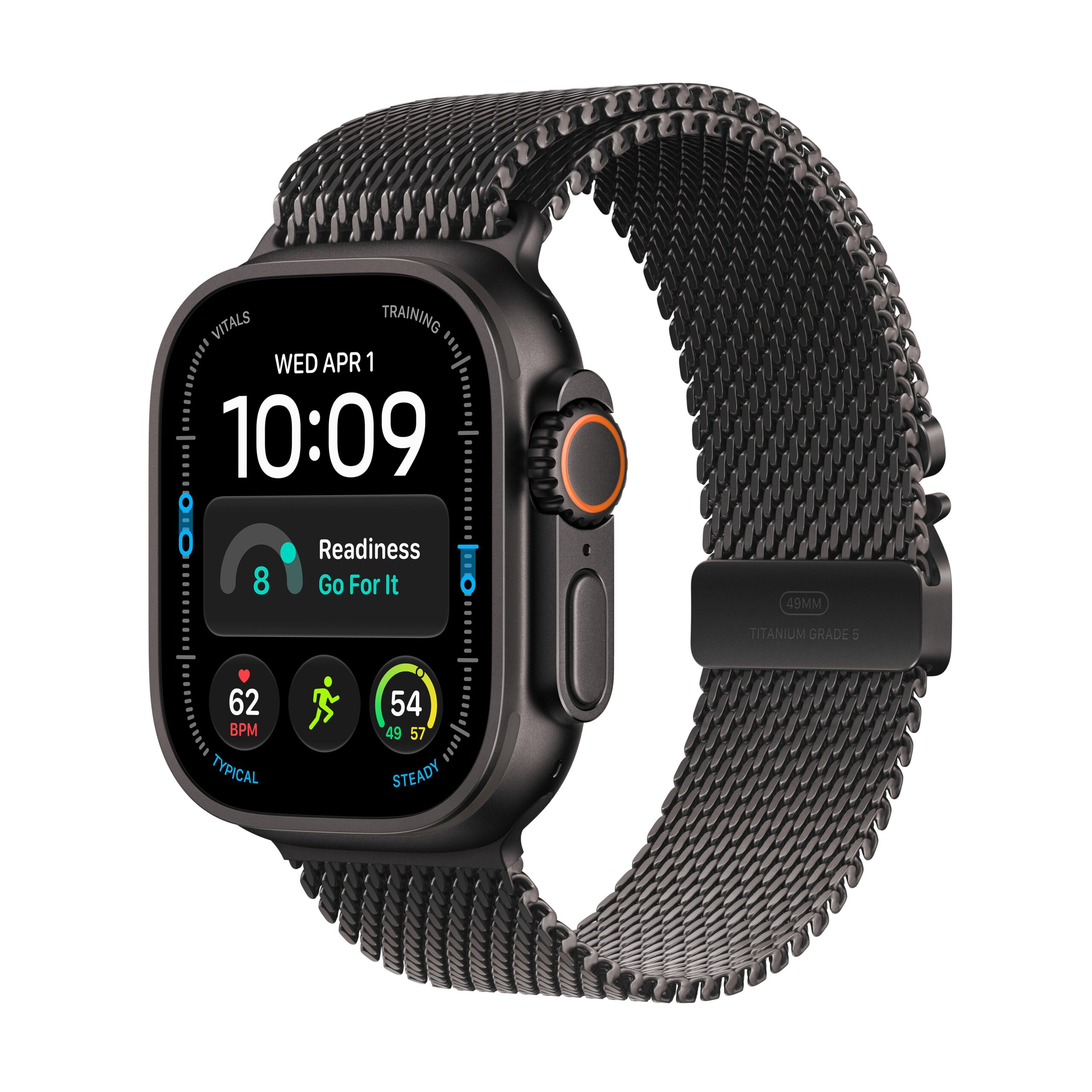 Apple Watch Ultra 4 GPS + Cellular 49mm Black Titanium Case with Black Titanium Milanese Loop - L
