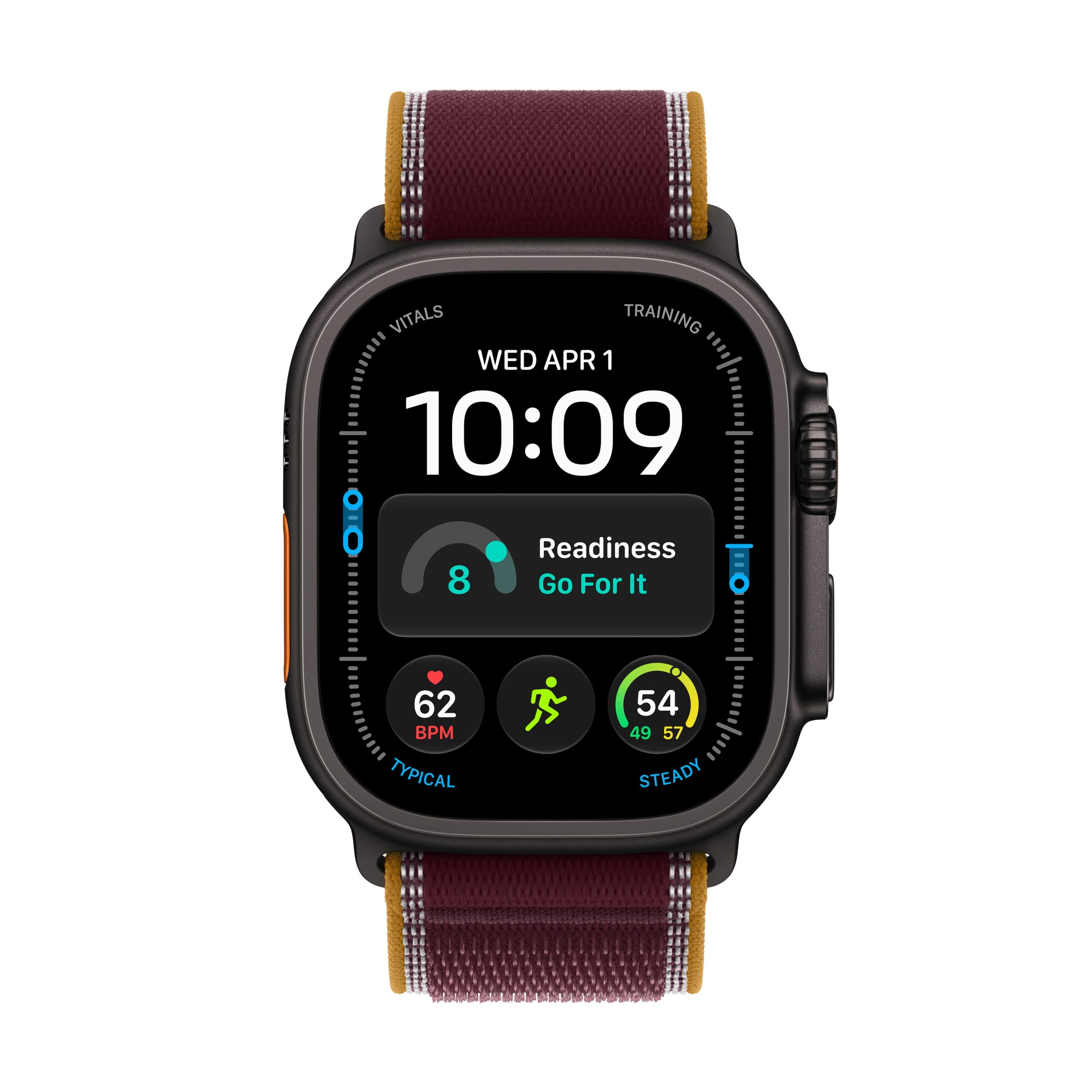 Apple Watch Ultra 4 GPS + Cellular 49mm Black Titanium Case with Burgundy Trail Loop - S/M - Image 2