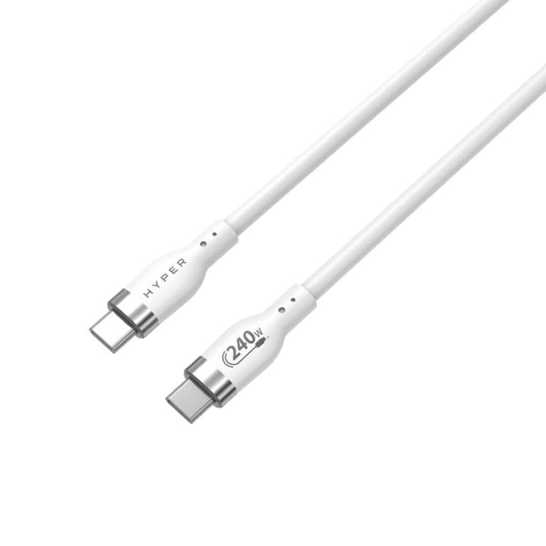 Targus HyperJuice 1m 240W Silicone USB-C to USB-C Charging Cable - White HJ4001WHGL - Image 2