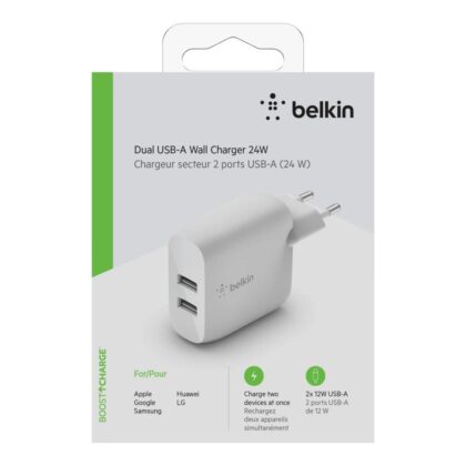 Belkin 24W Dual USB-A Wall Charger White WCB002VFWH
