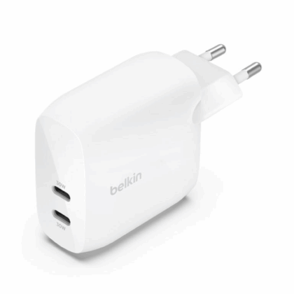 Belkin BoostCharge Pro 60W Dual-port USB Type-C with PPS Wall Charger White WCB010VFWH