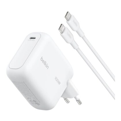Belkin 100W GaN Wall Charger with Type-C Cable 1.5m White WCH024KQ1.5WHB6